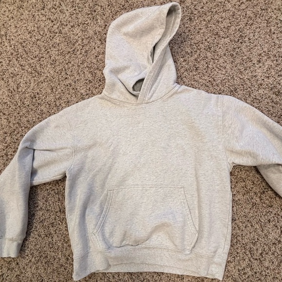 Aritzia TNA Cozy Fleece Perfect Hoodie in Heather Cloud White - Picture 3 of 4